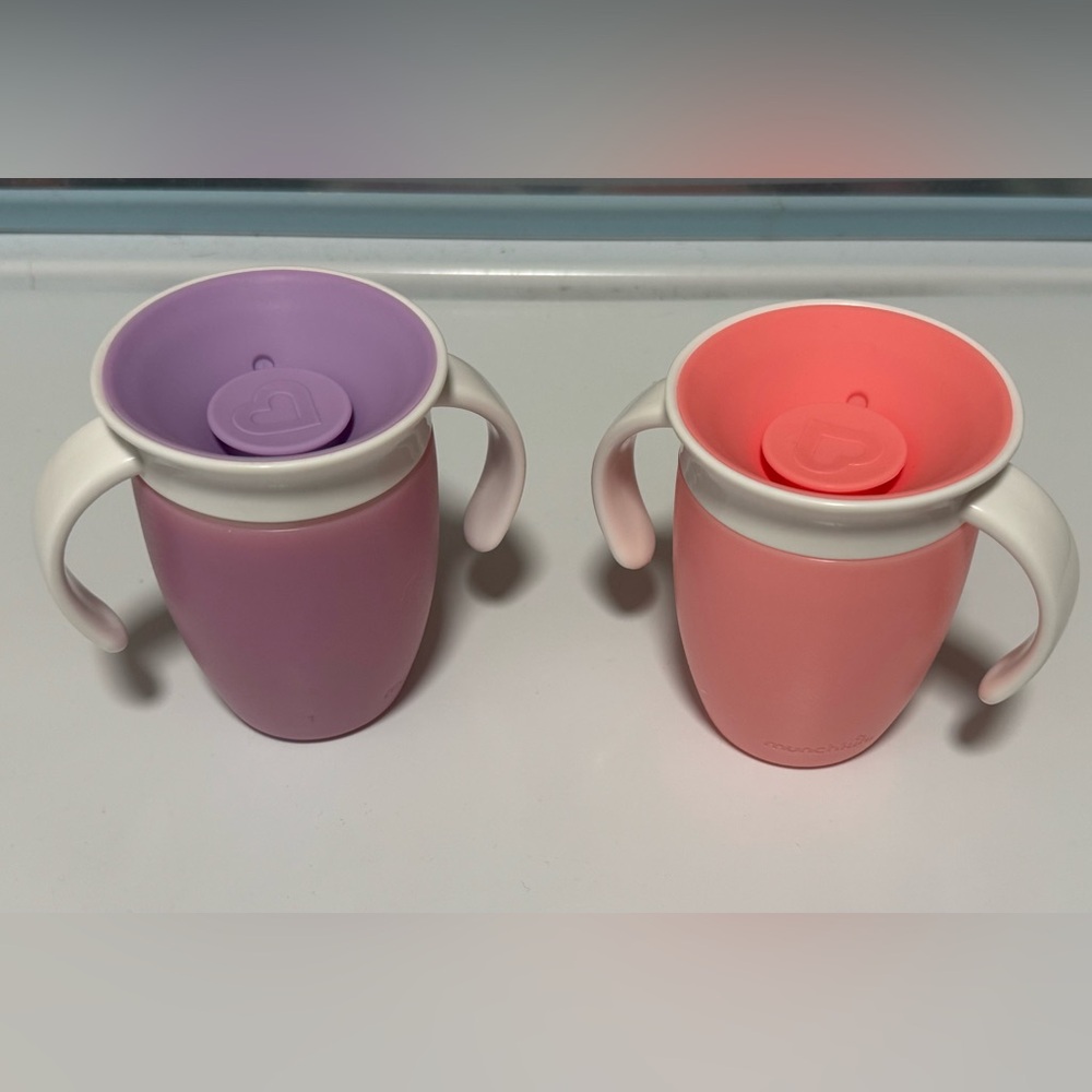 MUNCHKIN 360 Sippy Cups / Pink and Purple / Sippy Cups with Handles